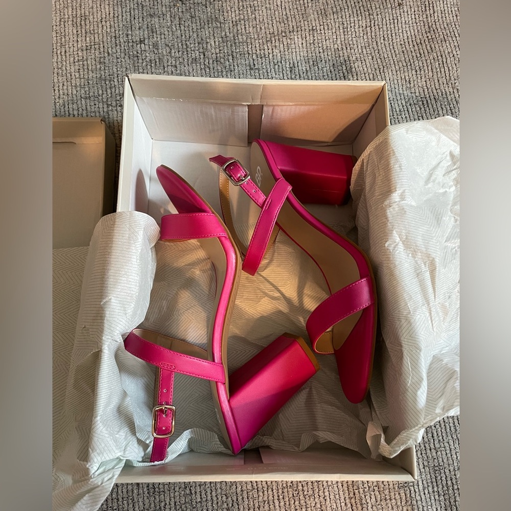 NIB BP Lula Pink Slingback Block Strappy Heels Size 9 - Picture 4 of 12